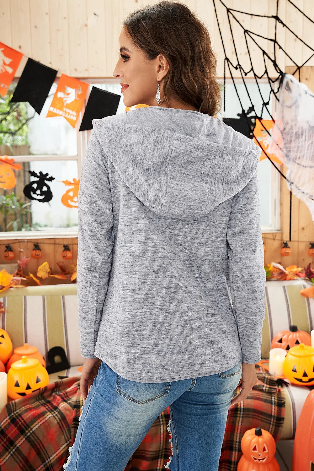 Pocket Design Buttoned Casual Hoodie
