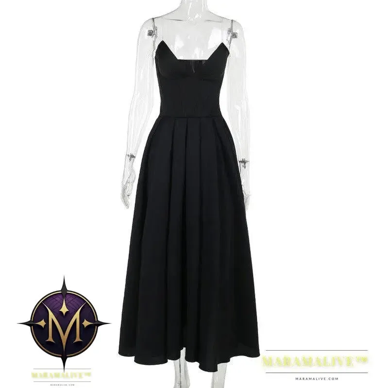 Pointed Angle Fishbone Waist A- Line Dress Women