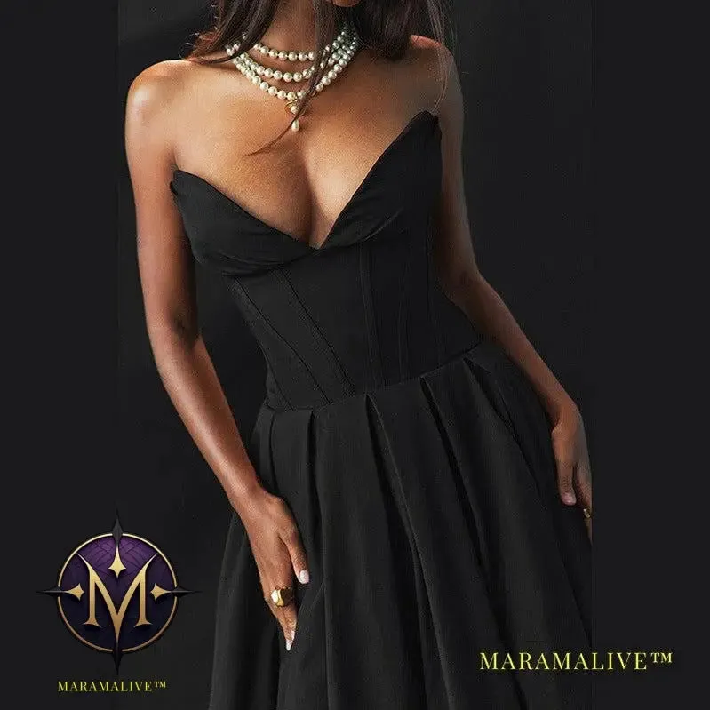 Pointed Angle Fishbone Waist A- Line Dress Women