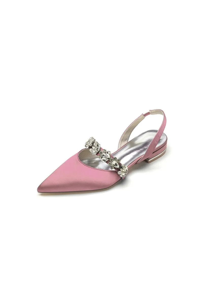 Pointed Toe Wedding Flats with Rhinestone