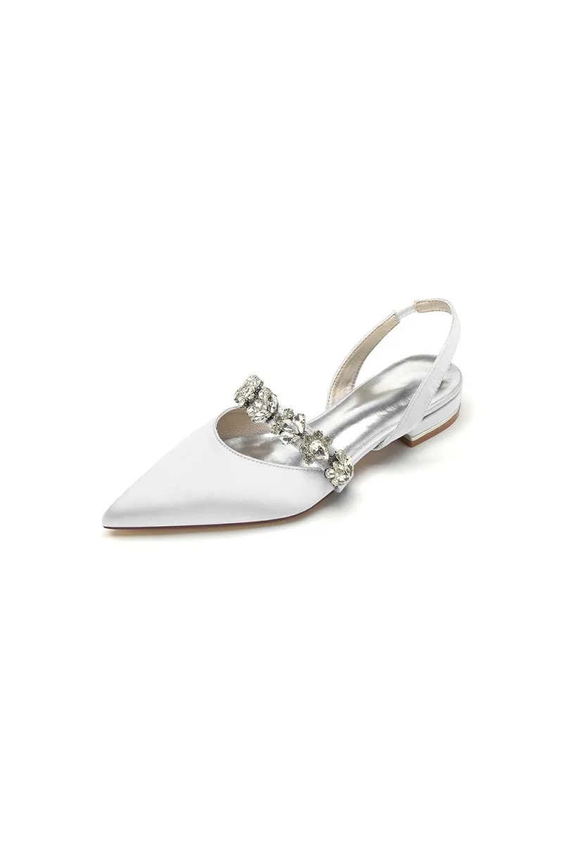 Pointed Toe Wedding Flats with Rhinestone