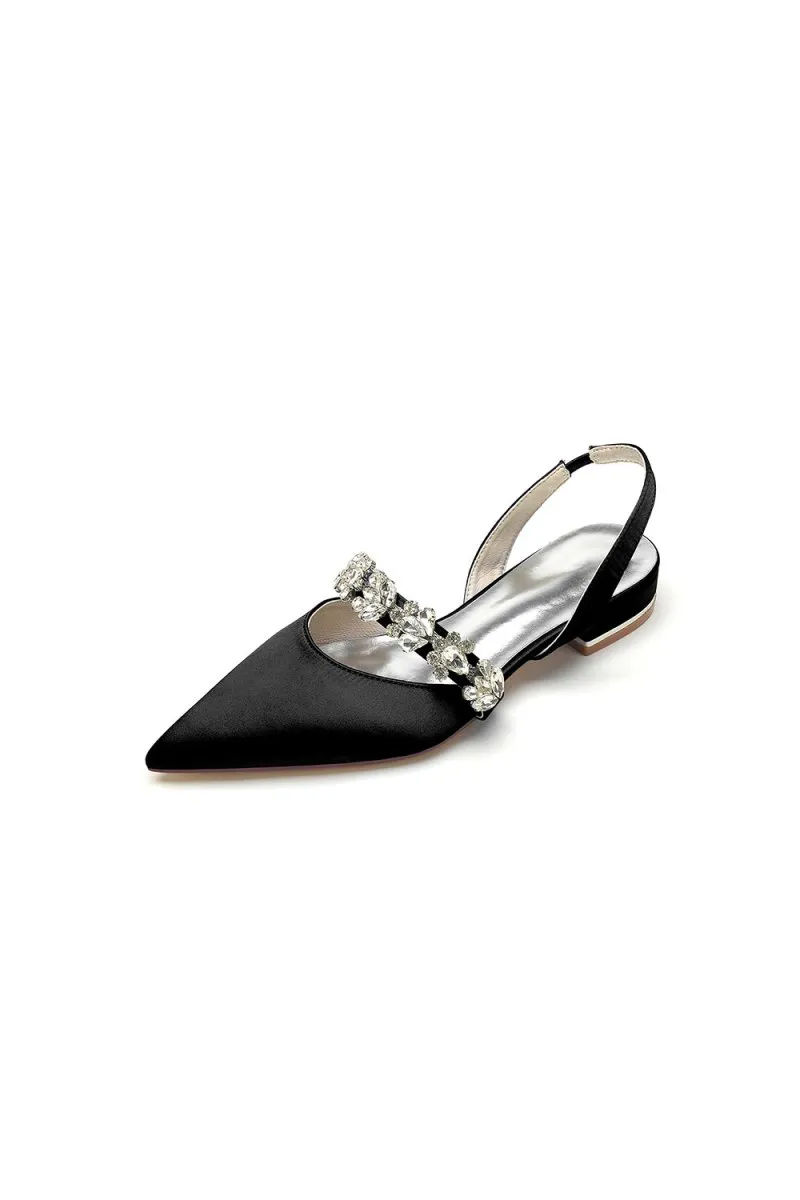Pointed Toe Wedding Flats with Rhinestone