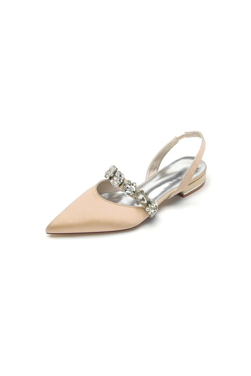 Pointed Toe Wedding Flats with Rhinestone
