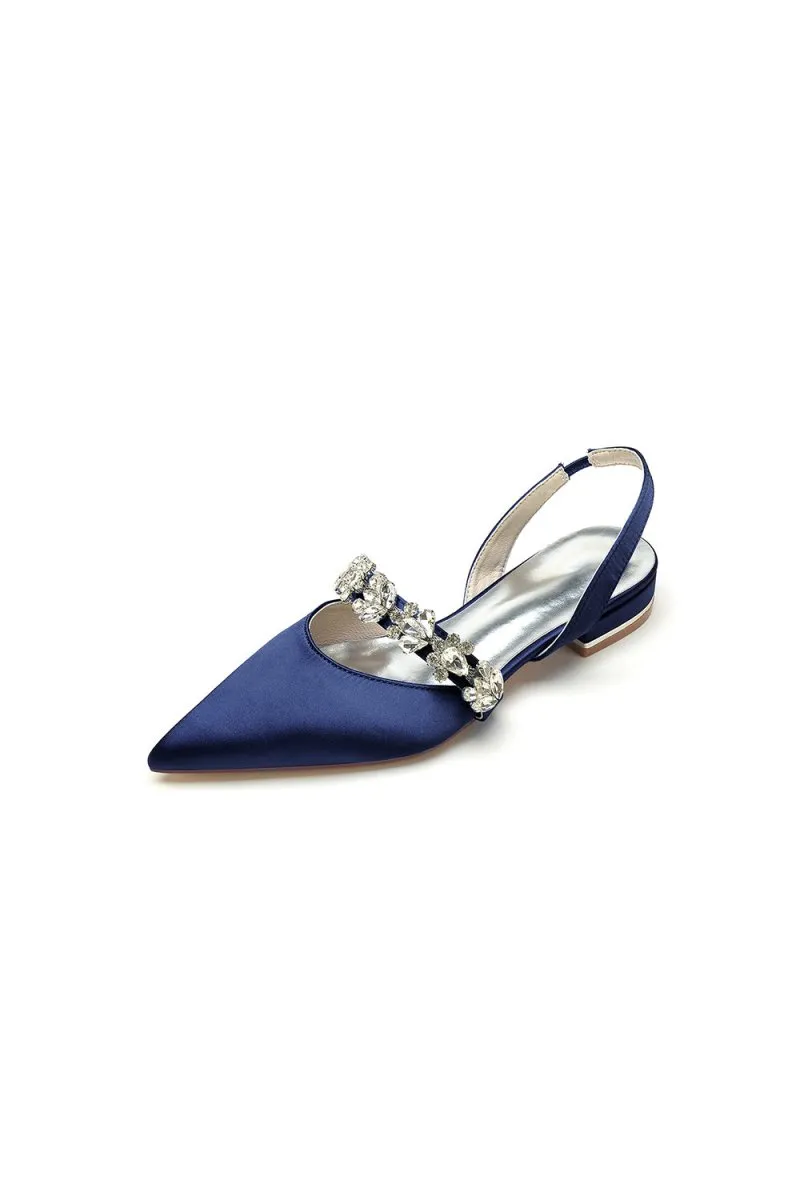 Pointed Toe Wedding Flats with Rhinestone