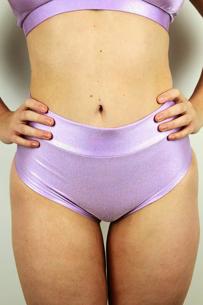 Rarr Mid Waisted Brazil Scrunchie Bum Shorts - Pink Sparkle