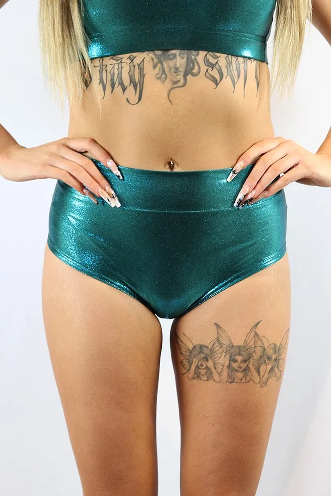 Rarr Mid Waisted Brazil Scrunchie Bum Shorts - Pink Sparkle