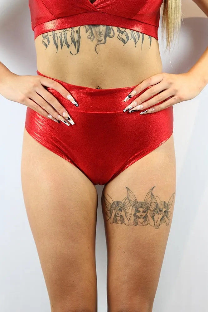 Rarr Mid Waisted Brazil Scrunchie Bum Shorts - Pink Sparkle