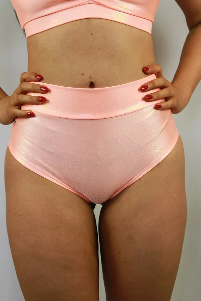 Rarr Mid Waisted Brazil Scrunchie Bum Shorts - Pink Sparkle