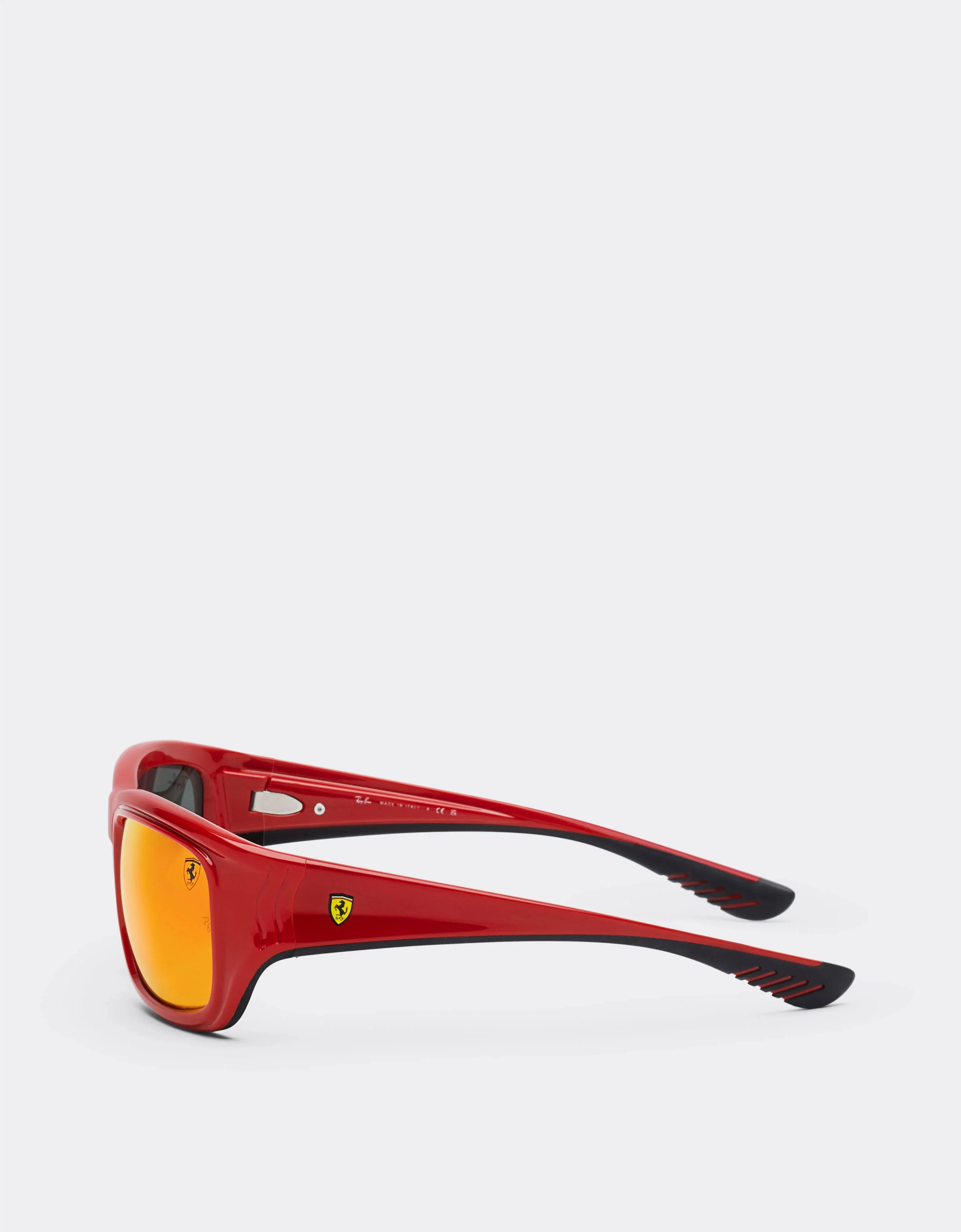 Ray-Ban For Scuderia Ferrari Rb4405m Red/black With Orange Mirror Brown Lenses