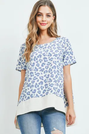 Round Neck Leopard Print Airflow Contrast Top