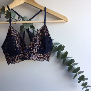 SALE Dahlia Navy Bralette