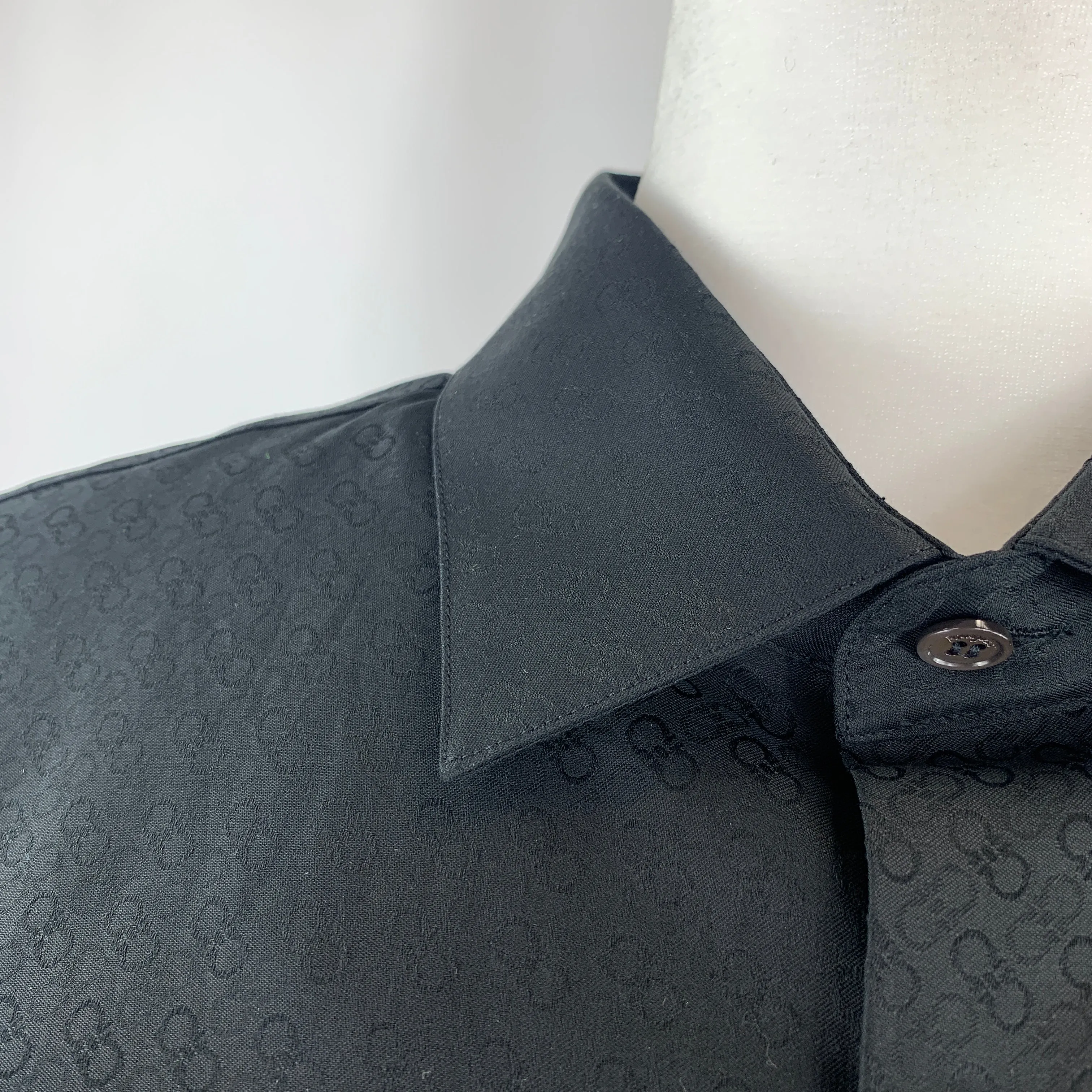 Salvatore Ferragamo Tonal Gancini Print Men's Button-Down Shirt in Black