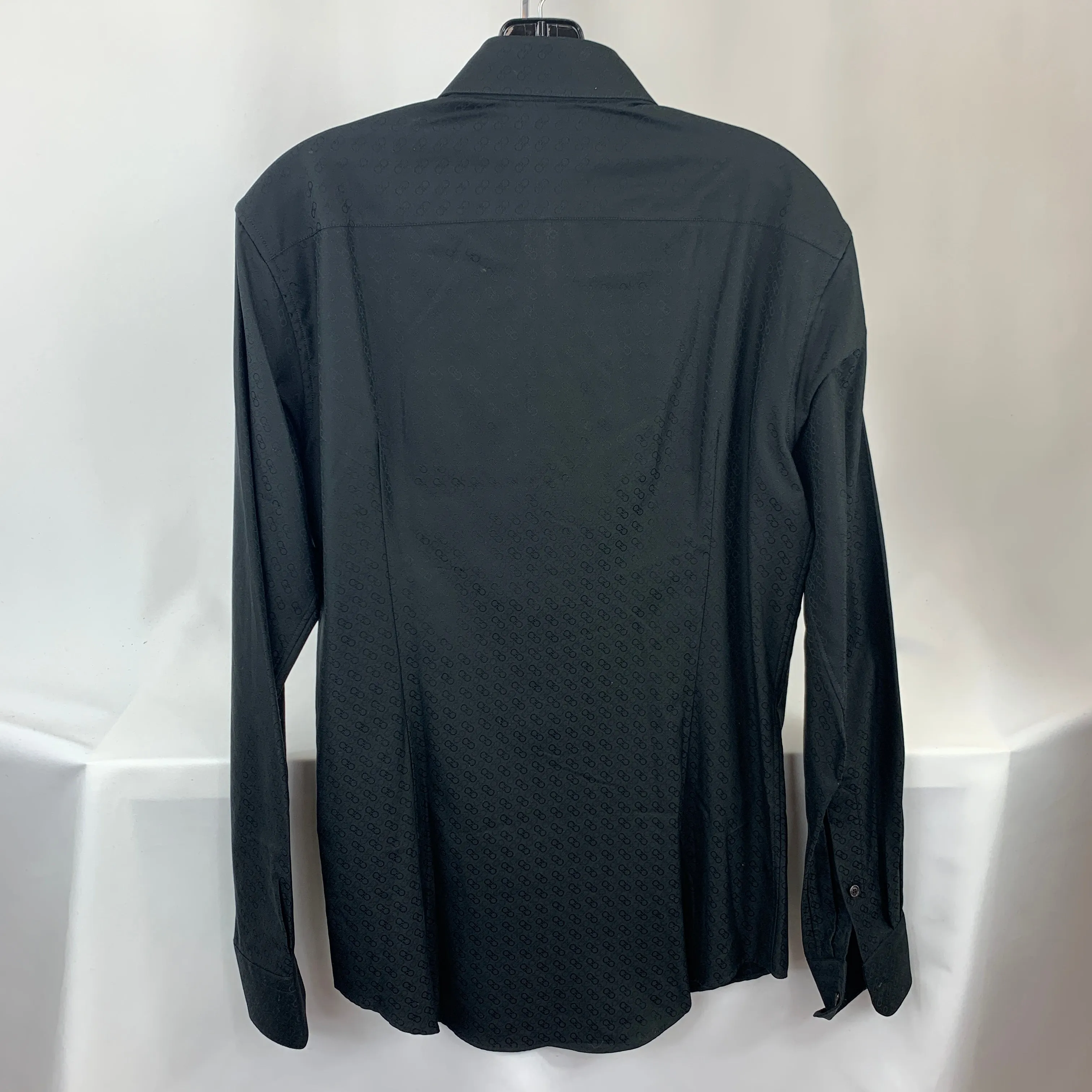 Salvatore Ferragamo Tonal Gancini Print Men's Button-Down Shirt in Black