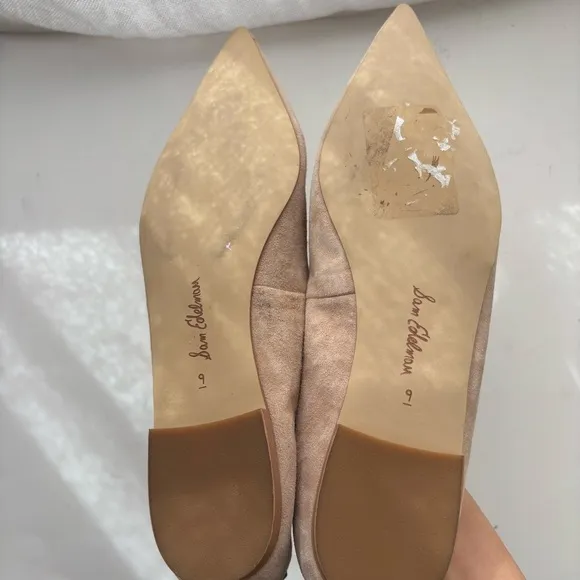 Sam Edelman Wanda Pointed Toe Flats Suede Nude Sz 9M
