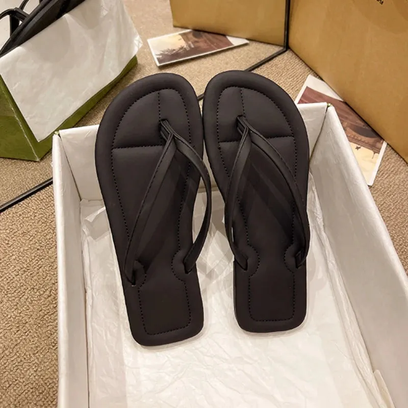 Sandals Women Summer  2024 New  Version Clip Toe Flip Flops Outdoor Fashion Flat Casual Non-slip Sandals Female Beach Mules
