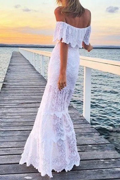 Sexy Lace Shoulder Elegant Dress