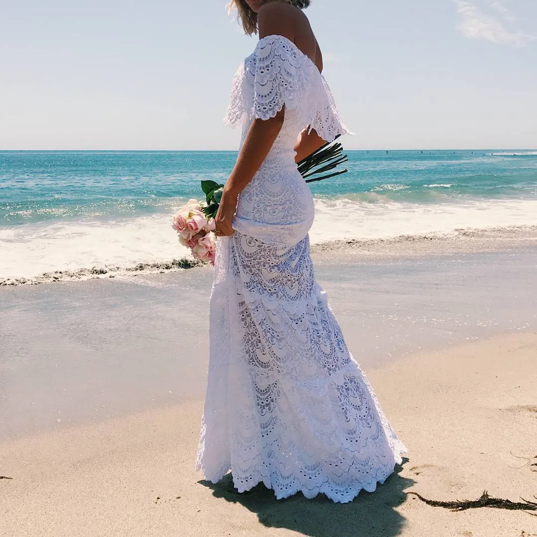 Sexy Lace Shoulder Elegant Dress