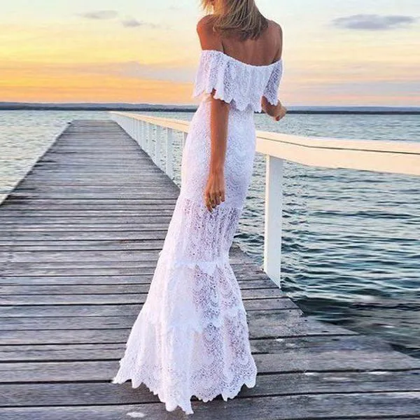 Sexy Lace Shoulder Elegant Dress