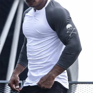 SKULL RAGLAN  GRAPHIC 3/4 SLEEVE T-SHIRT