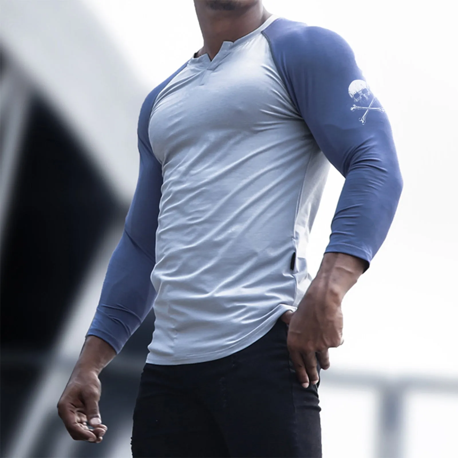 SKULL RAGLAN  GRAPHIC 3/4 SLEEVE T-SHIRT
