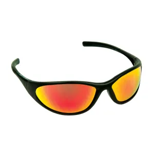 SKY RED MIRROR LENS SAFETY GLASSES MATTE BLACK SPORTY