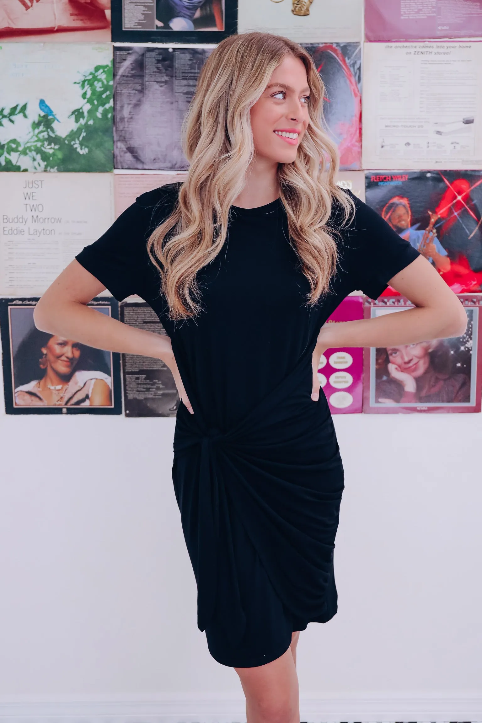 Sloan Self-Tie Wrap Mini Dress - Black