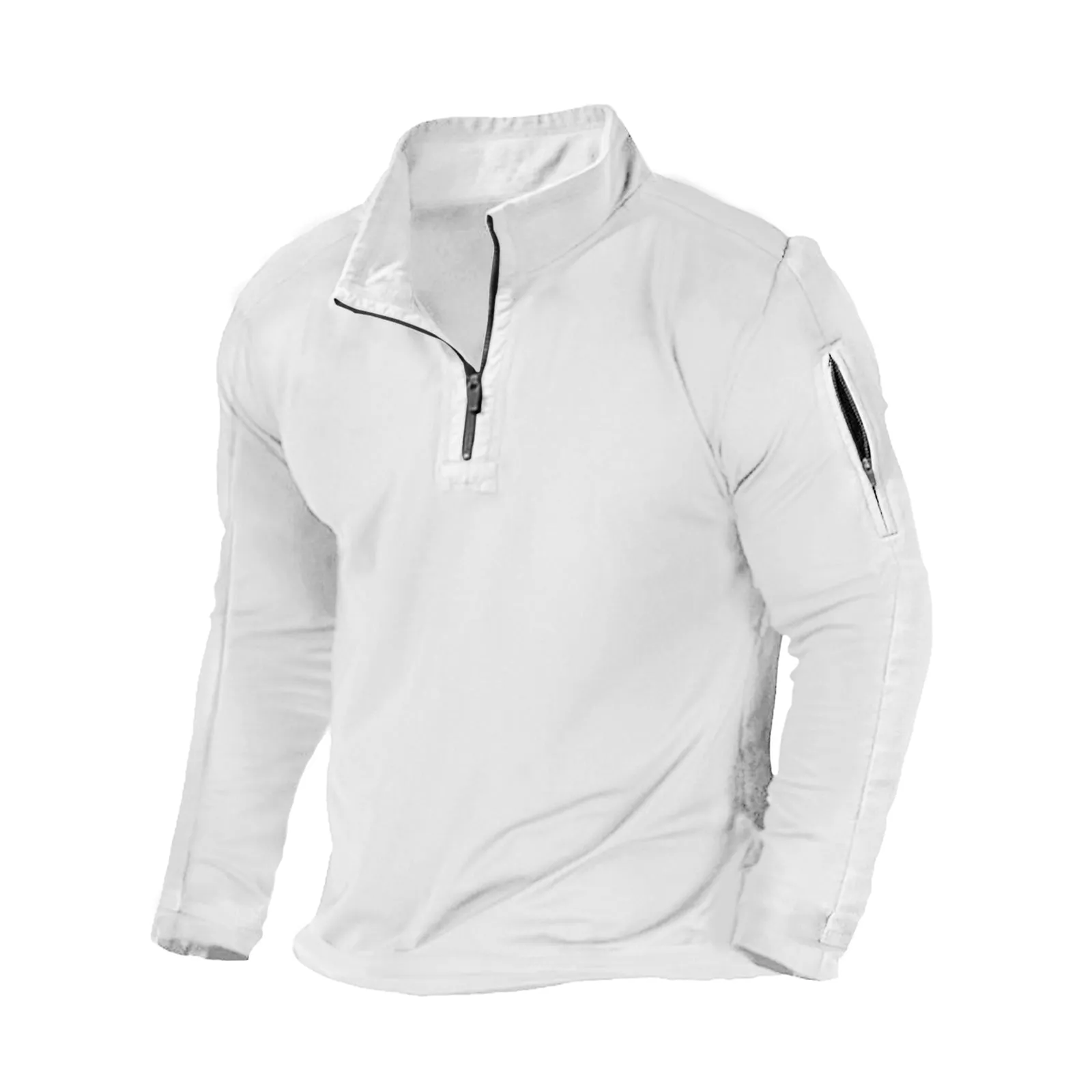 SOLID COLOR ZIPPER POCKET SWEATSHIRT