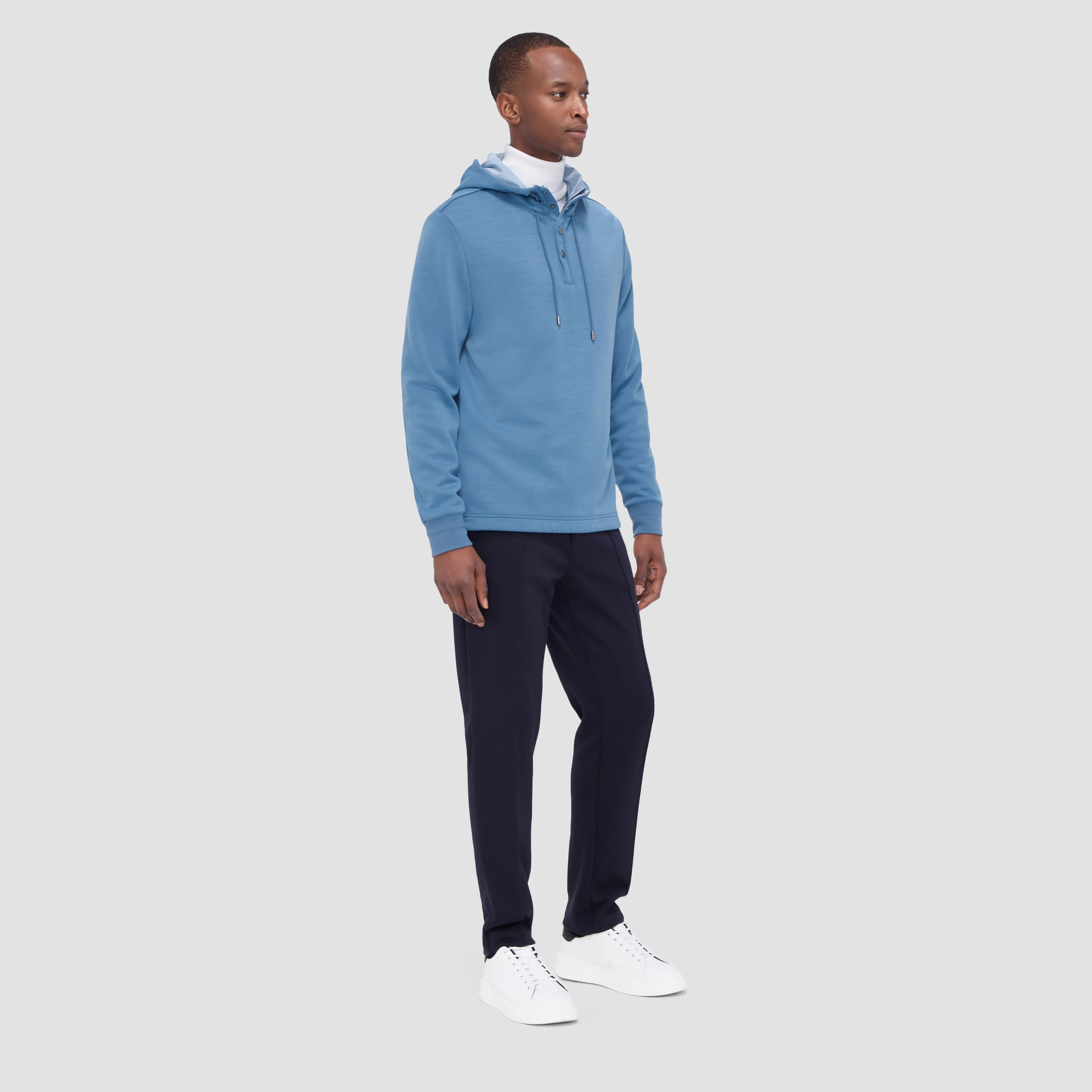 Solid Quarter-Zip Pullover Hoodie