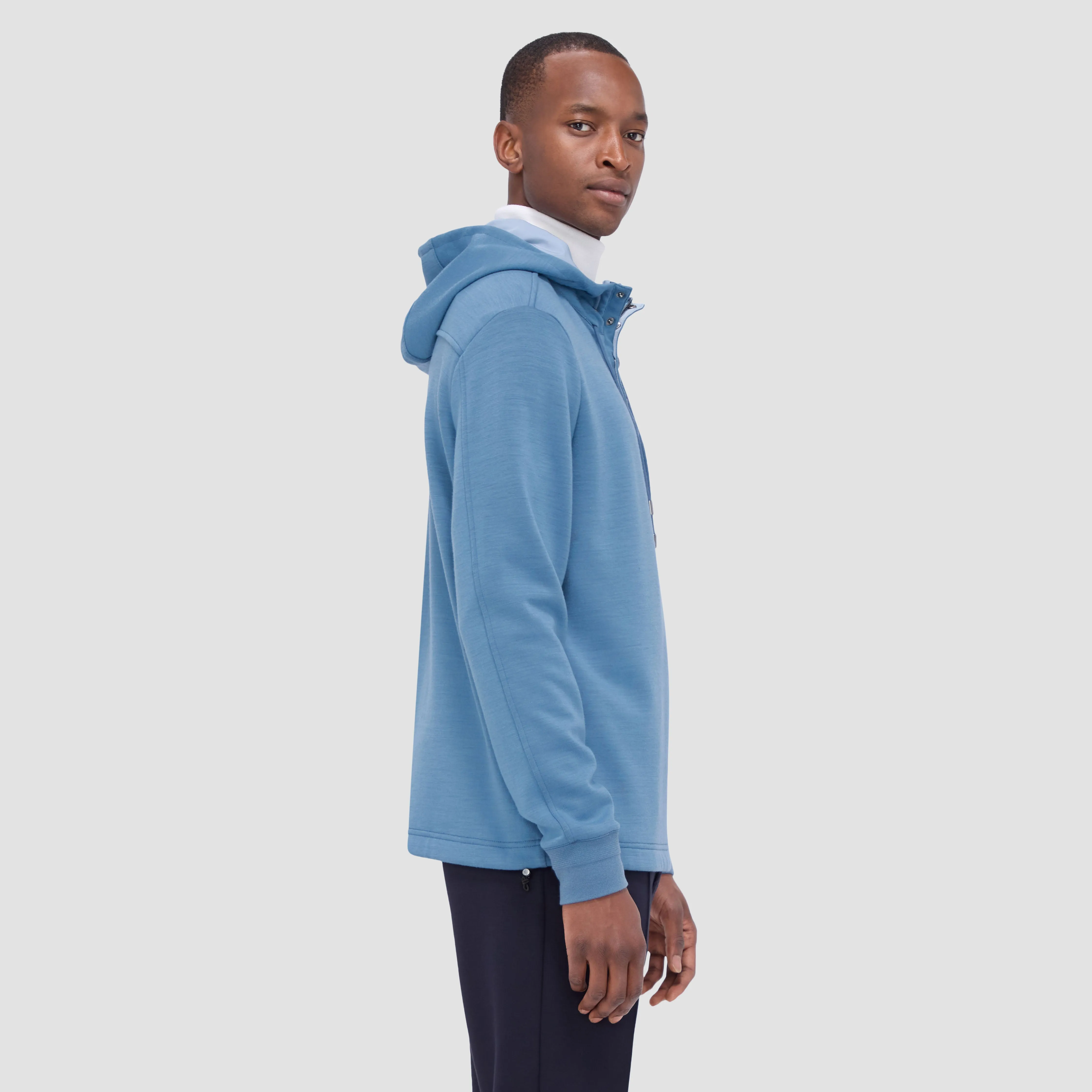 Solid Quarter-Zip Pullover Hoodie