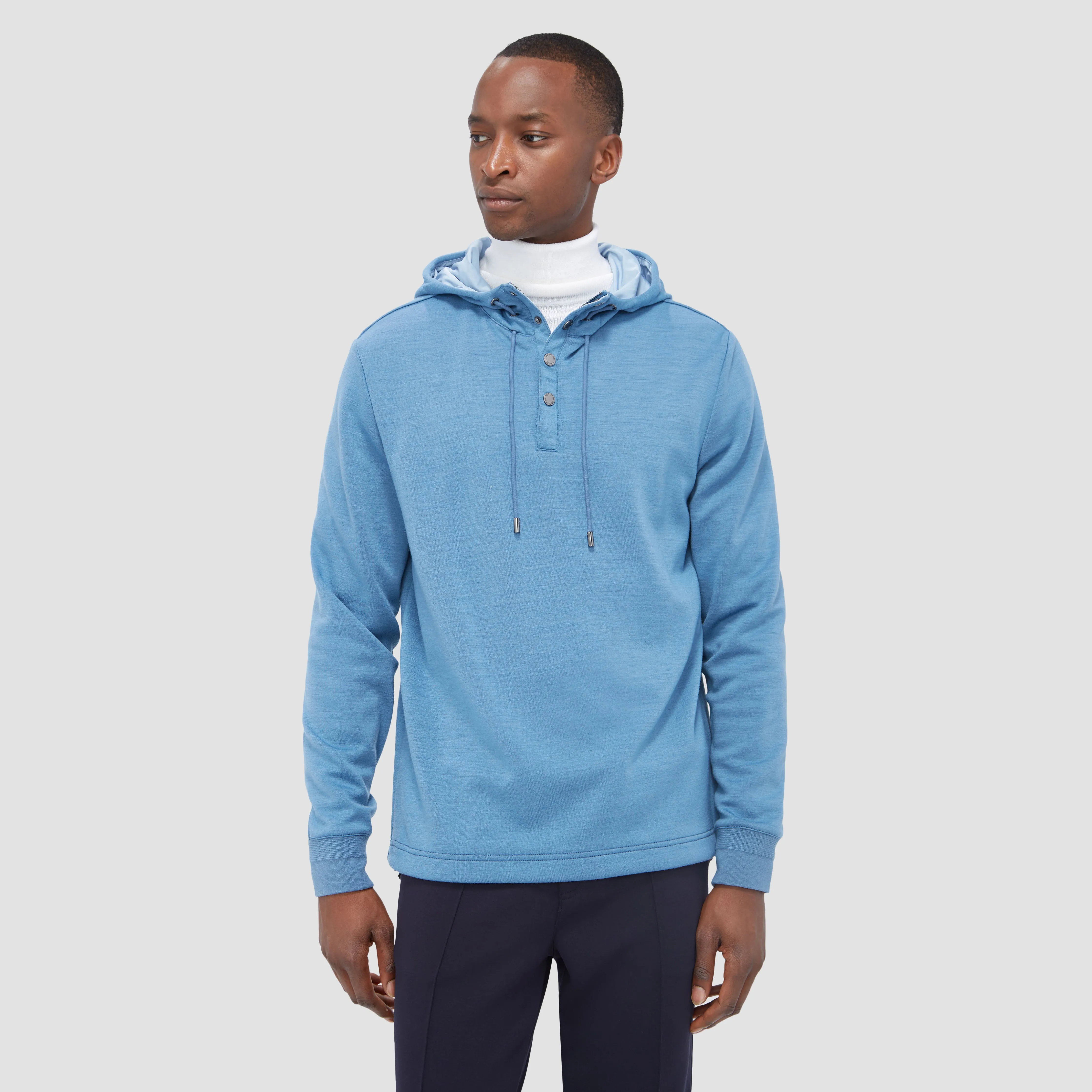 Solid Quarter-Zip Pullover Hoodie