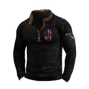SPARTAN  ZIPPER GRAPHIC POCKET SWEATSHIRT