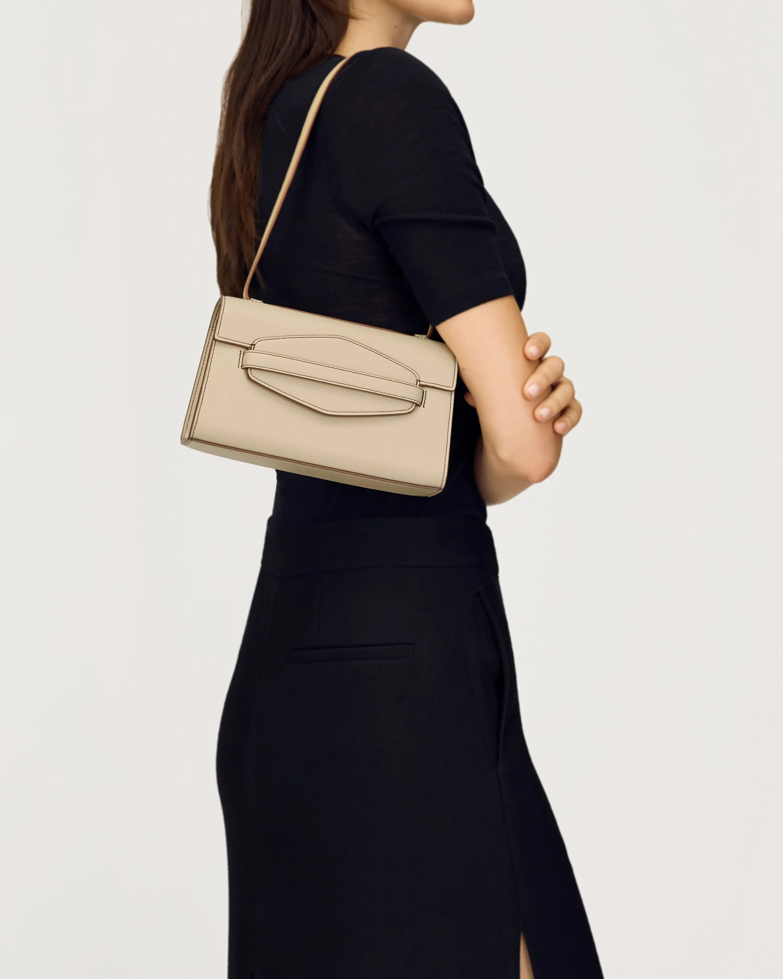 Sport Shoulder Bag in Bone Leather
