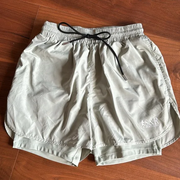 Sporty &amp; Rich Laurel White Runner Active Biker Short / small