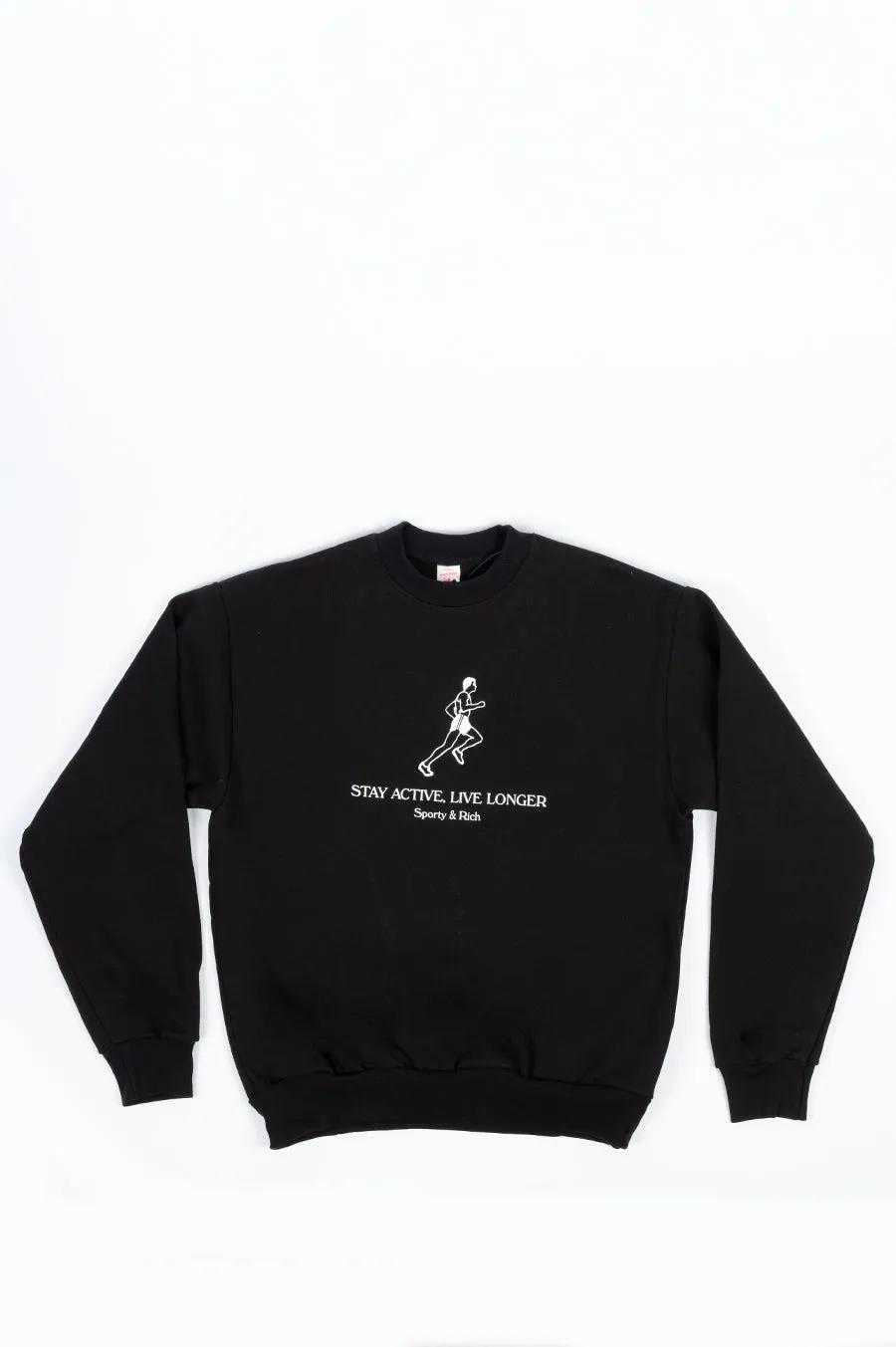 SPORTY AND RICH LIVE LONGER CREWNECK BLACK