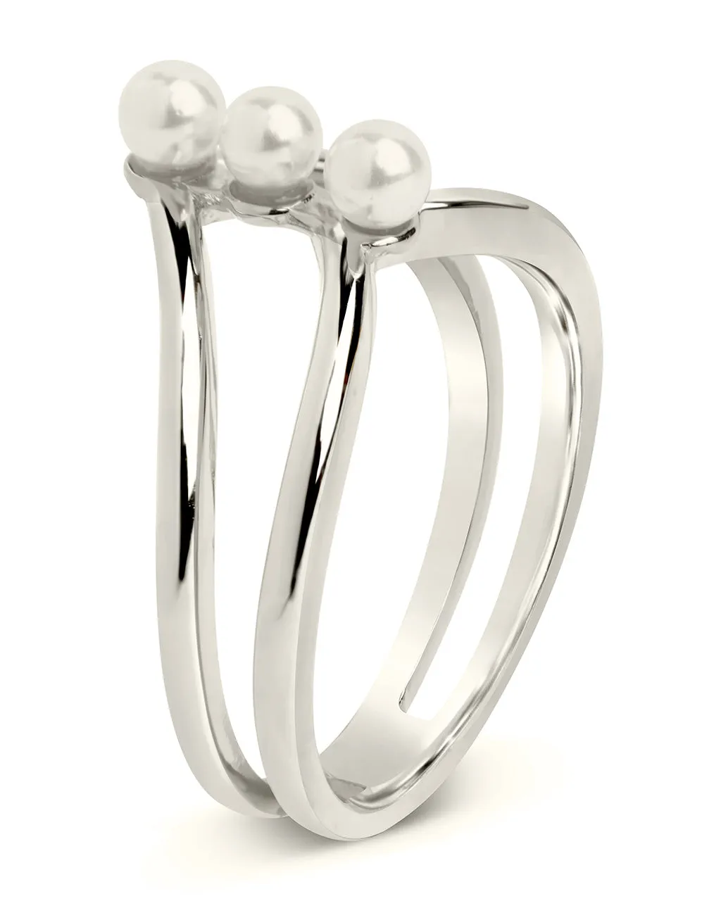Sterling Silver Triple Pearl Stack Ring