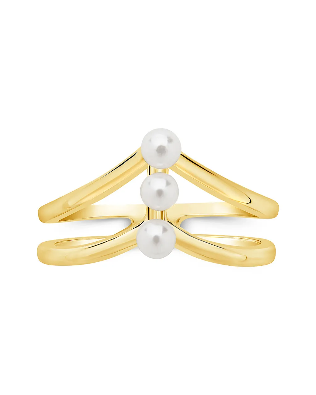 Sterling Silver Triple Pearl Stack Ring