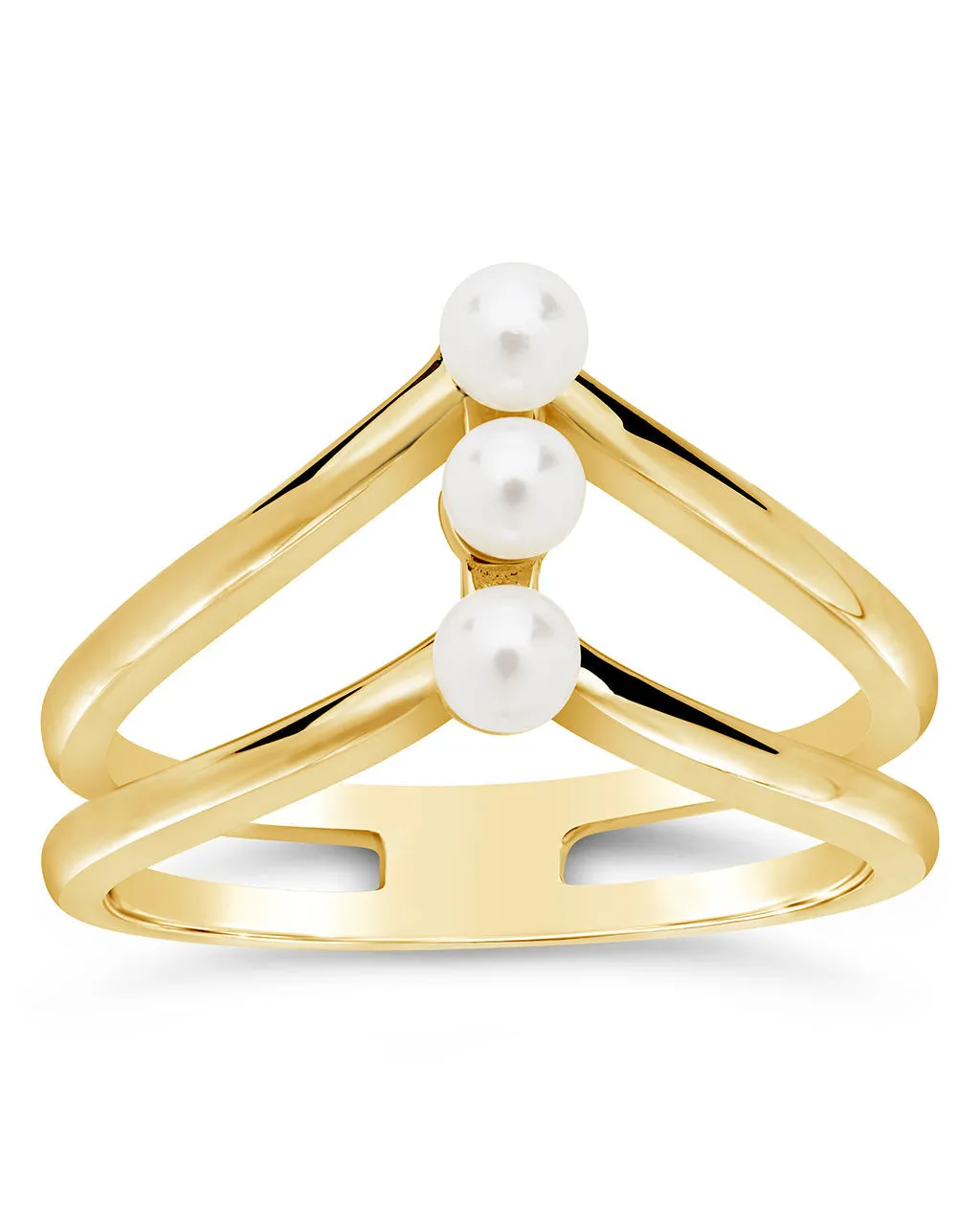 Sterling Silver Triple Pearl Stack Ring