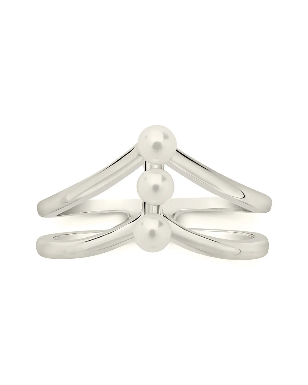 Sterling Silver Triple Pearl Stack Ring