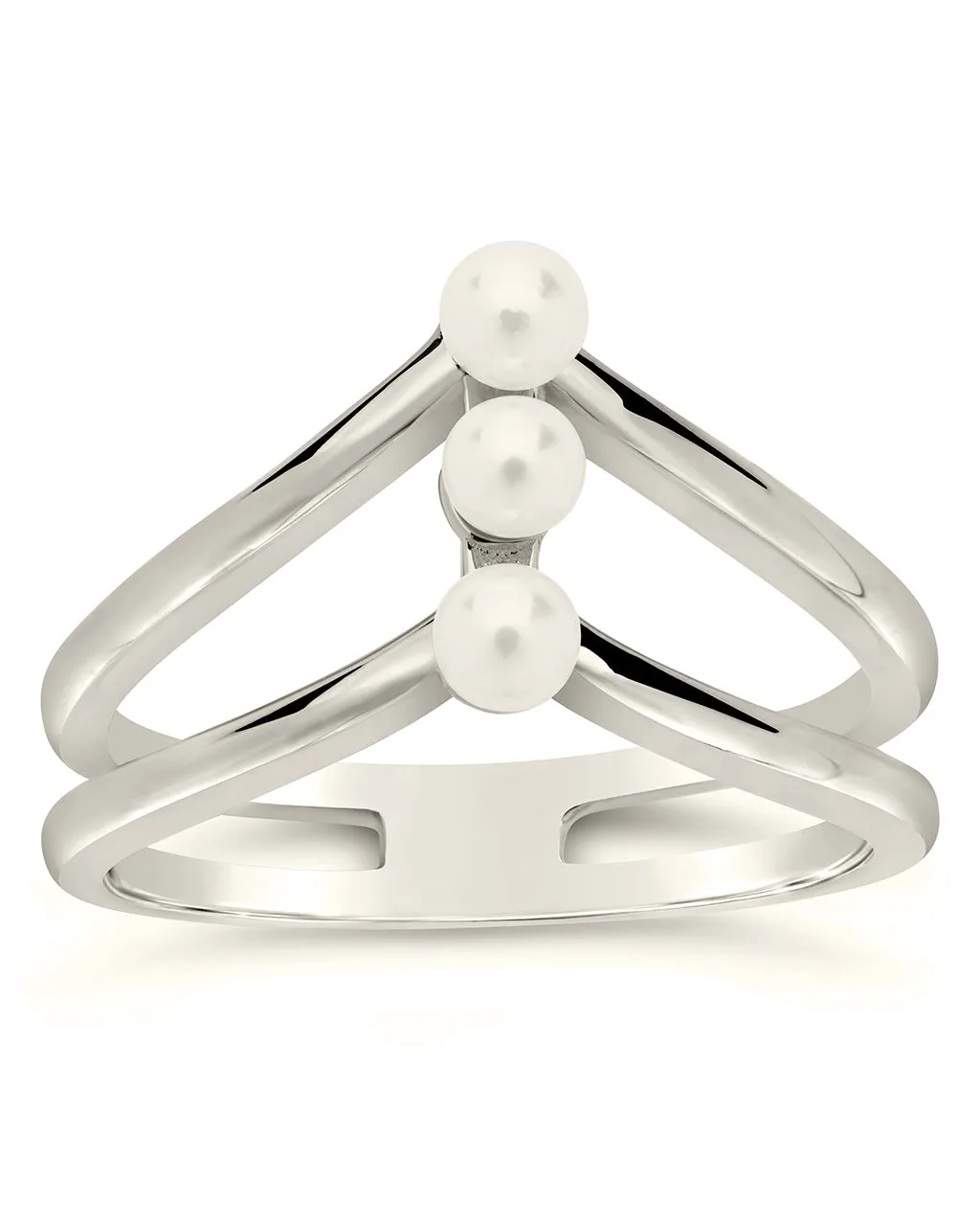 Sterling Silver Triple Pearl Stack Ring