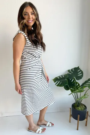Striped Twisted Knot Midi Dress
