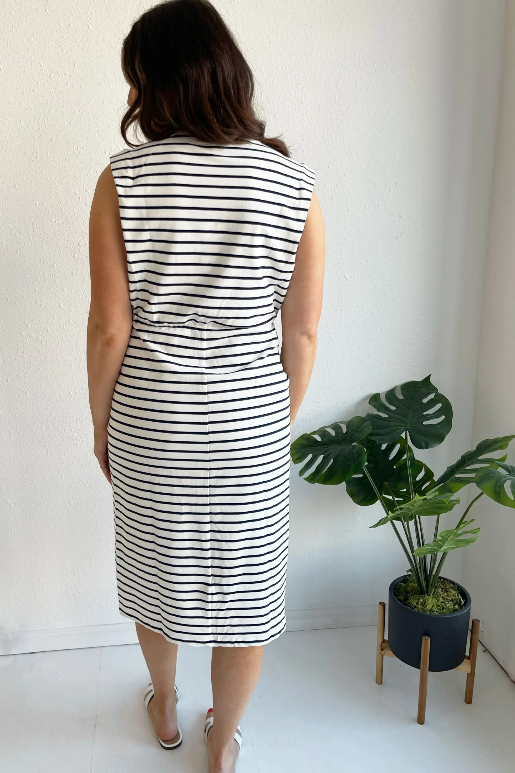 Striped Twisted Knot Midi Dress