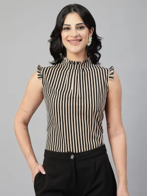 Style Quotient Women Blue And White Stripe Polyester Formal Top