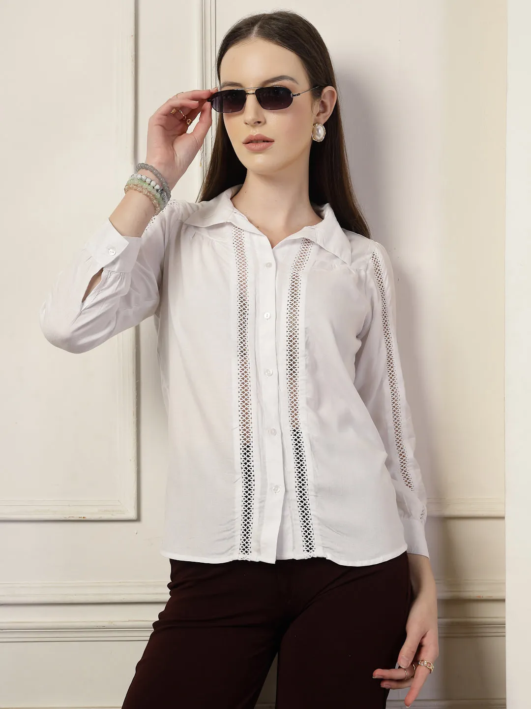 Style Quotient Women White Relaxed Shirt