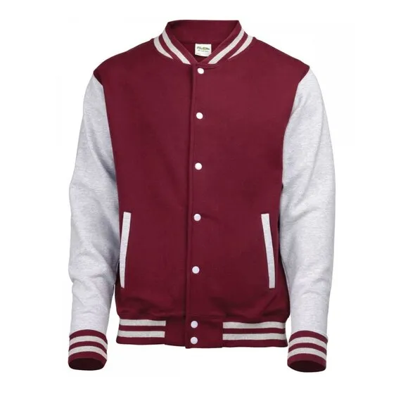 Stylish Women’s Maroon Varsity Bomber Jacket | Soft &amp; Lightweight