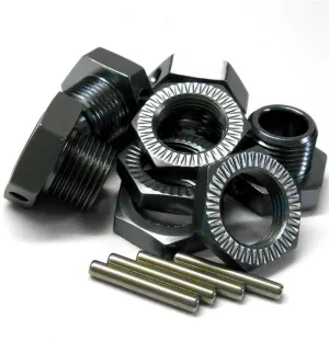 T10064 1/8 RC Buggy M17 17mm Alloy Wheel Hubs Adapter Nut Pin Titanium Grey x 4