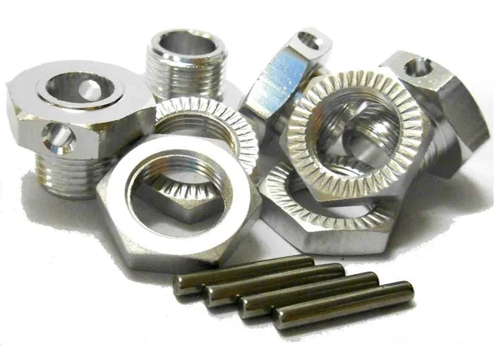 T10067 1/8 RC Buggy M17 17mm Alloy Wheel Hubs Adapter Nut Pin Silver x 4