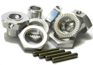 T10067 1/8 RC Buggy M17 17mm Alloy Wheel Hubs Adapter Nut Pin Silver x 4