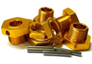 T10091 1/8 RC Buggy M17 17mm Alloy Wheel Hubs Adapter Nut Pin Yellow x 4