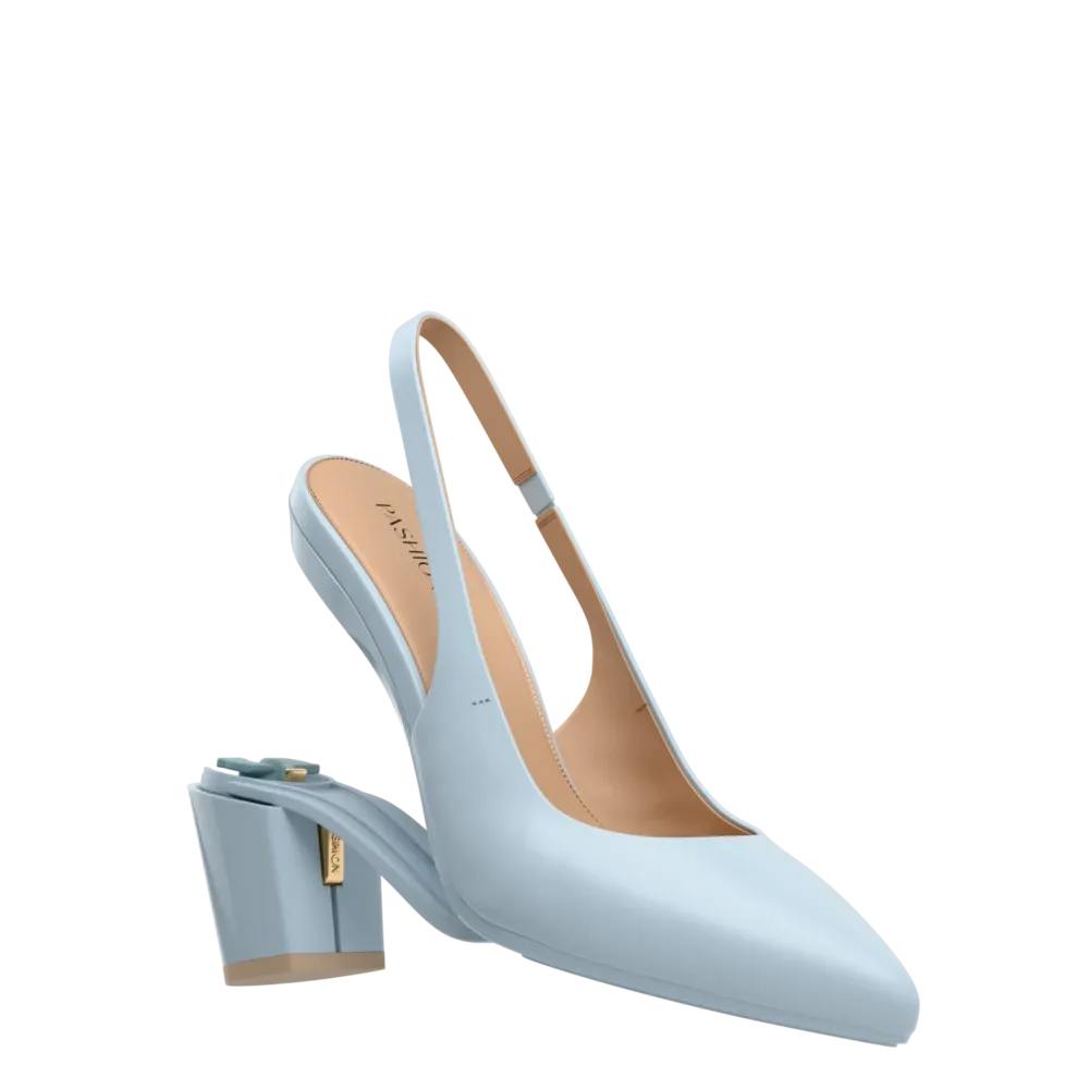 The Slingback - Baby Blue Leather 3 Block