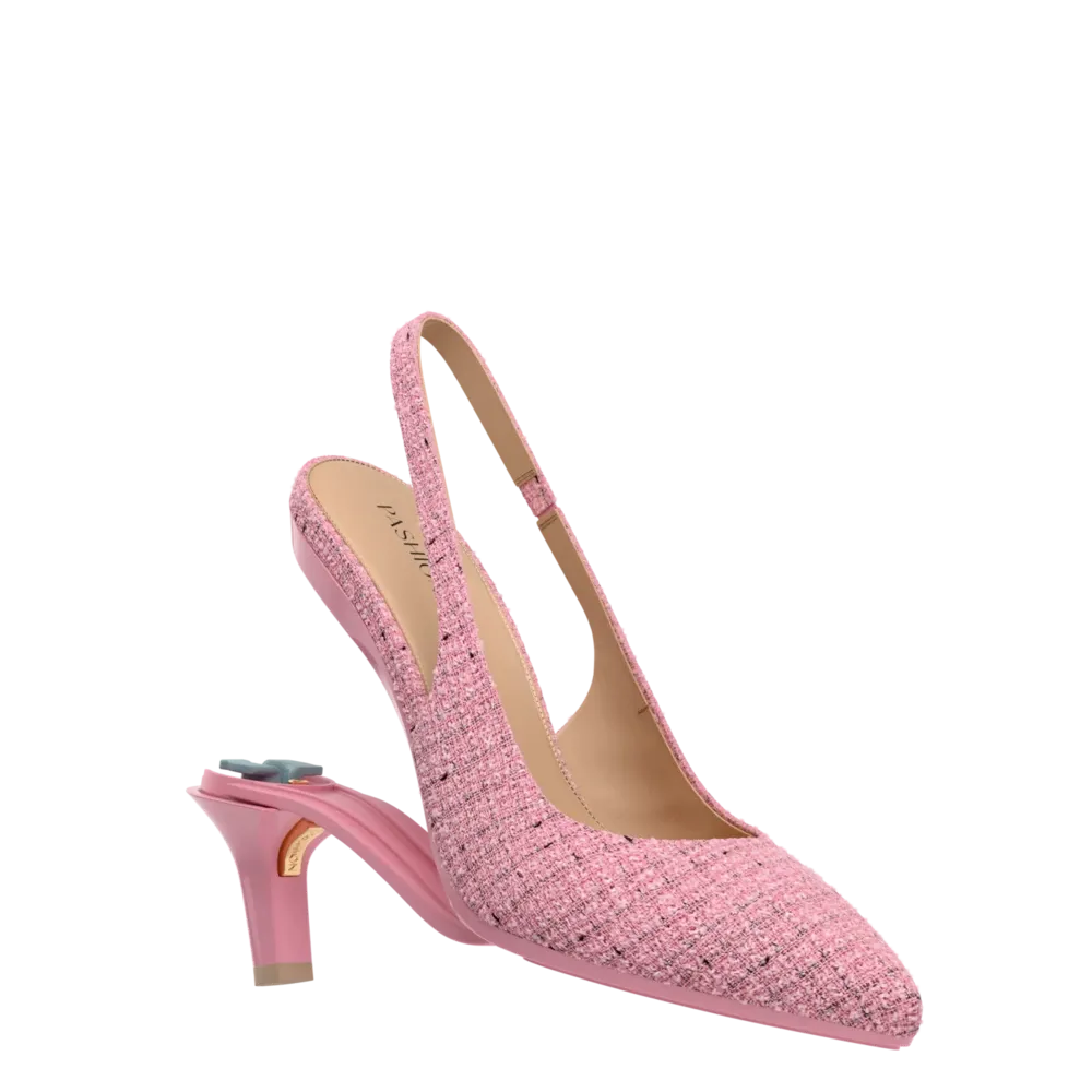 The Slingback - Pink Tweed 3 Stiletto